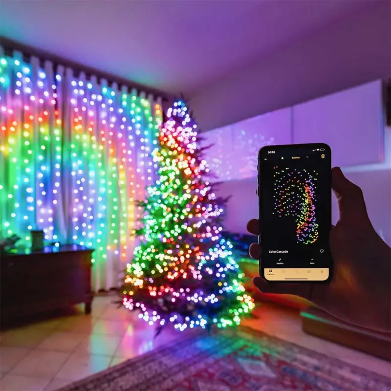 Twinkly 210 Multicolour + White LED Curtain Christmas Lights